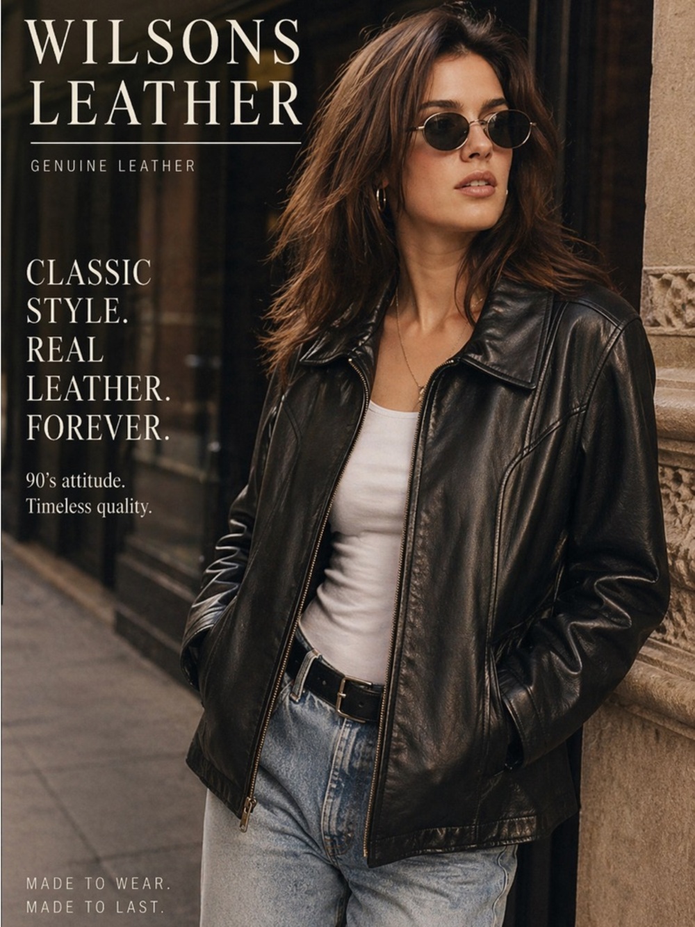 Wilsons Leather Black Bomber-Style Leather‎ Jacket extra large